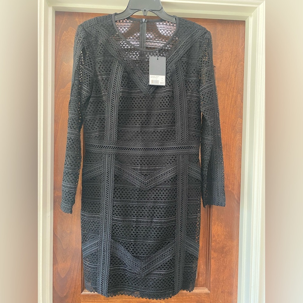 The Kooples Mix Dentelle Dress Black Fr Sz 4/ US 10 *Runs Small MSRP $485 NWT